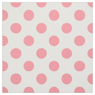 Korallen- und Weißpolka-Punkte Stoff