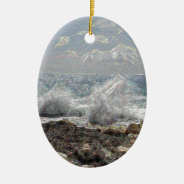 Korallen und Wellen Keramik Ornament (Vorne)