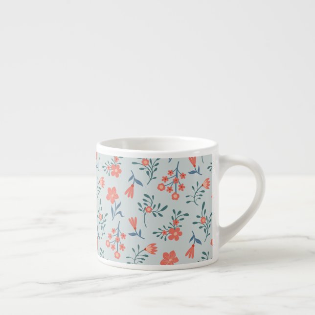 Korallen-Wiesen-Blumenmuster Espressotasse (Rechts)