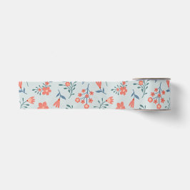 Korallen-Wiesen-Blumenmuster Satinband