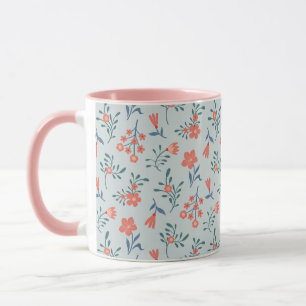 Korallen-Wiesen-Blumenmuster Tasse