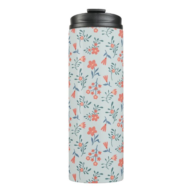 Korallen-Wiesen-Blumenmuster Thermosbecher (Vorderseite)