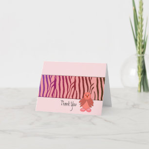 Korallen-Zebradruck mit kleinem Vogel Dankeskarte