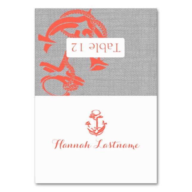 Korallenanker-Sitzkarte Tischnummer (Vorderseite)