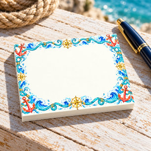 Korallenanker Türkisseil Nautische Umrandung Post-it Klebezettel