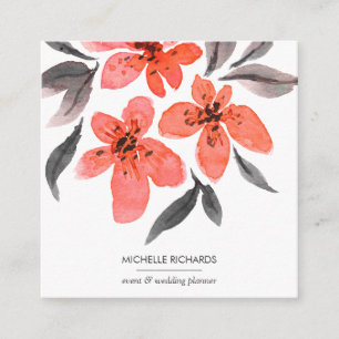 Korallenbäume   Berufliche Social Media Icons Quadratische Visitenkarte