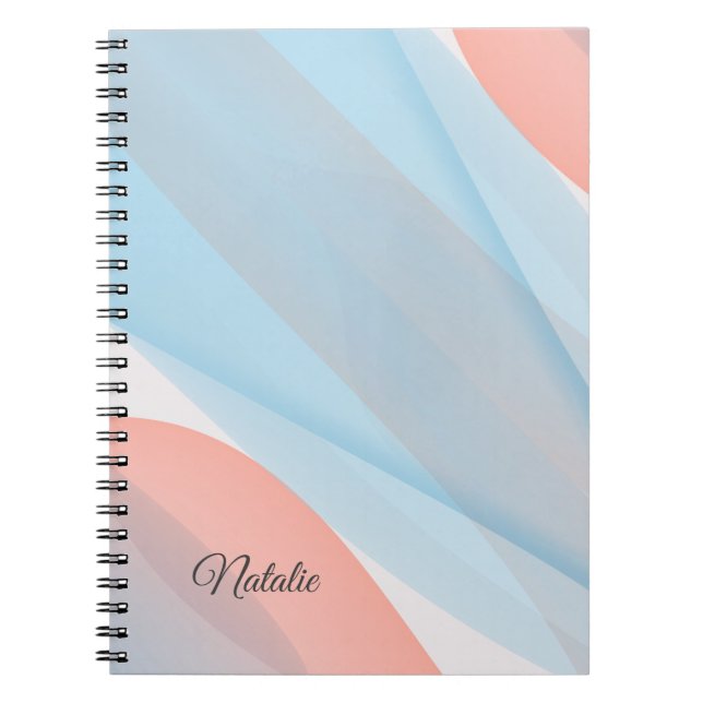 Korallenblau minimaler Name Spiral Foto Notebook Notizblock (Vorderseite)