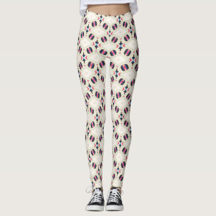 Korallenblaue Navy-Ornamentfliesenmuster Leggings