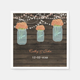 Korallenblume Glas personalisierte Hochzeitslippe Serviette