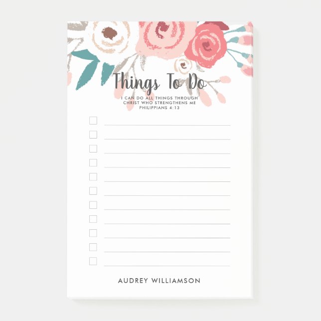 Korallenblumenschrift Personalisiert zu führen Post-it Klebezettel (Vorderseite)