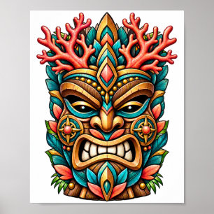 Korallenblüten-Tiki-Plakat Poster