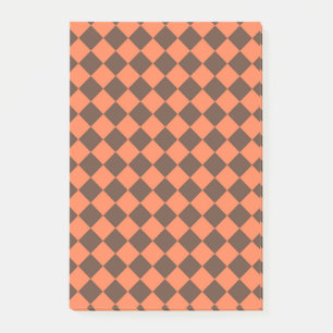 Korallenbraunes Schachbrett-Diamantmuster Post-it Klebezettel