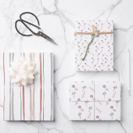 Korallenbroschüre | SET 3 Geschenkpapier Set