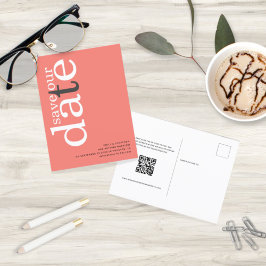 Korallencode Rose Rosa QR Text Save the Date Postkarte