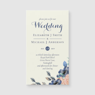 Koralleneleganz der Marine - Blumenhochzeiten Magnetkarte