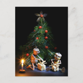 Korallenelfen mit Weihnachtsbaum - Weihnachtskarte Postkarte