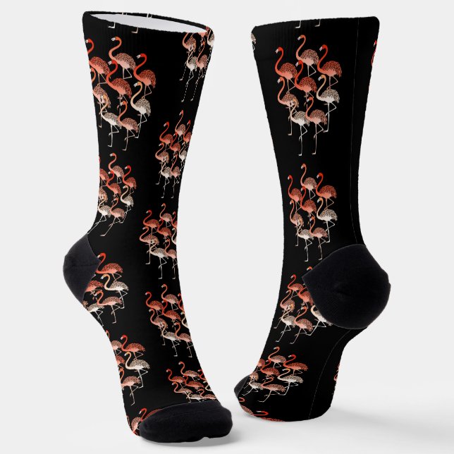 Korallenfarbe Rosa Flamingos Muster Socken (Gewinkelt)