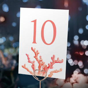 Korallenfarben-Orangenkunst Hochzeit Tischnummer