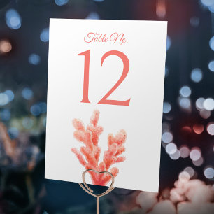 Korallenfarben-Orangenkunst Hochzeit Tischnummer