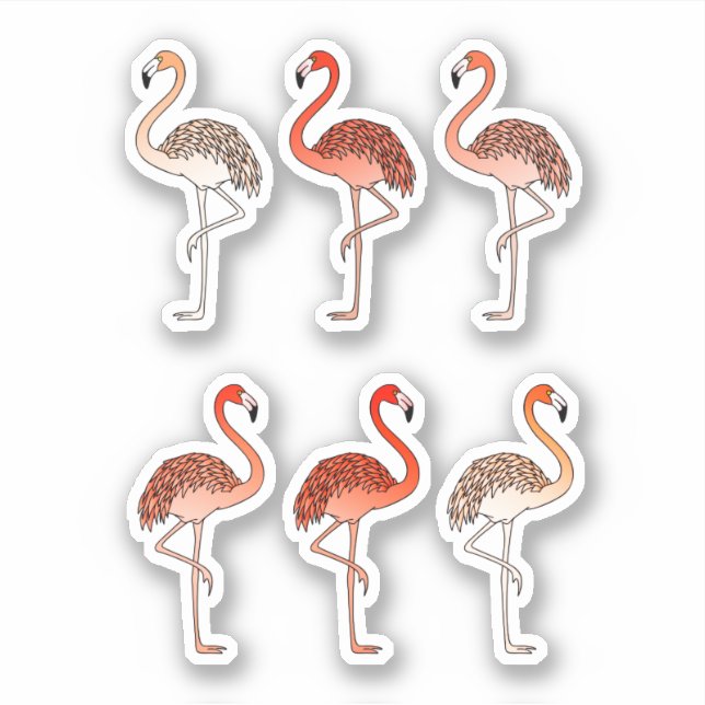 Korallenfarbene Flamingos Aufkleber (Vorderseite)