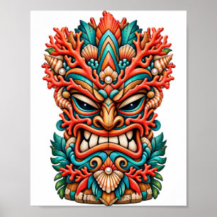 Korallenfeuer-Tiki-Plakat Poster