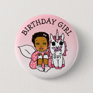 Korallenfisch-Amerikanische Fairy Unicorn Birthday Button
