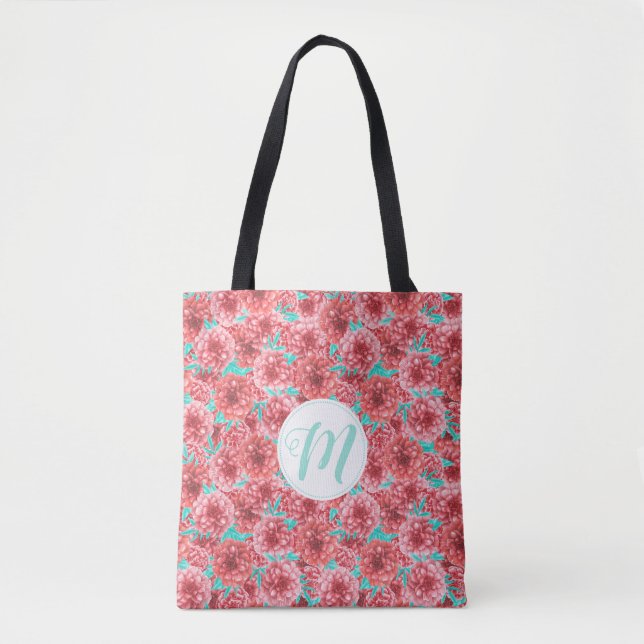 Korallenflorale Muster und Monogramm (Vorderseite)