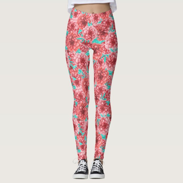 Korallenfloralmuster Leggings (Vorderseite)