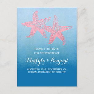 Korallenfrüchte-Pärchen Save the Date Ankündigungspostkarte