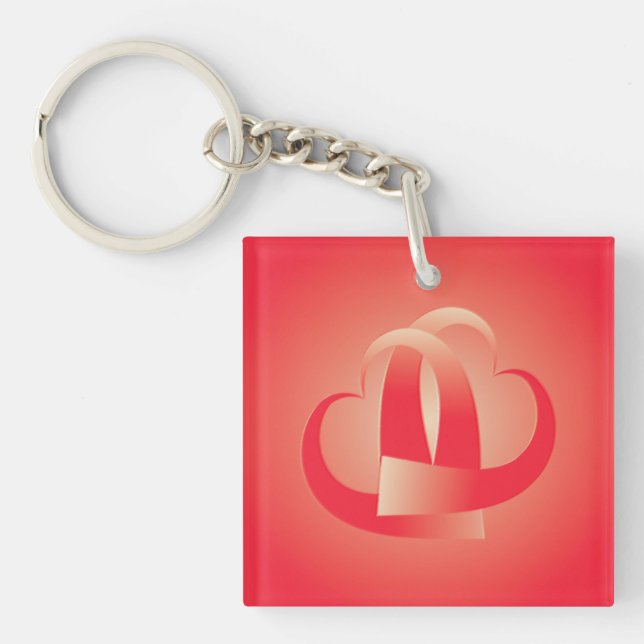 Korallenherzen umarmend schlüsselanhänger (Vorderseite)