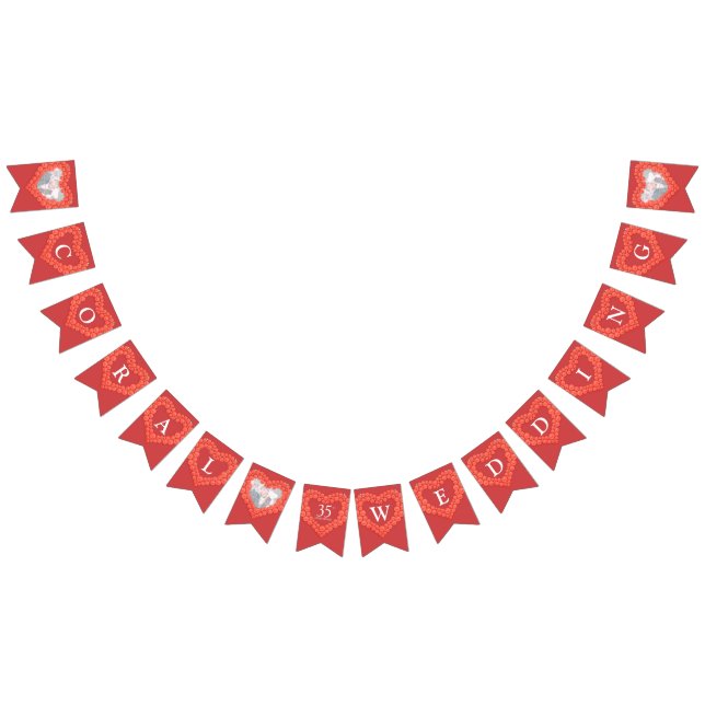 Korallenhochzeit 35-jähriges Foto Wimpelkette (Alle)