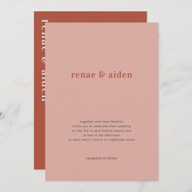 Korallenhochzeit Einladung, Rosthochzeit Einladung (Vorne/Hinten)