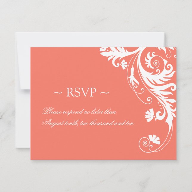 Korallenhochzeitskarten RSVP Karte (Vorderseite)