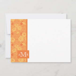 Korallenkarte Damask Monogramm Flachkarte 4,5 x 6, Mitteilungskarte