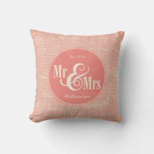Korallenkissen Zickzack "Mr. & Mrs." Kissen, perso Kissen