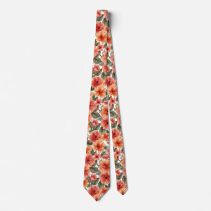 Korallenorange Aquarell Blumen Sommer Muster Krawatte