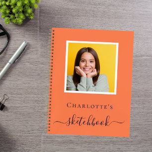 Korallenorange-Foto-Typografie Notizbuch