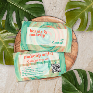 Korallenorange Lebendiges Smaragdgrün Abstraktes K Visitenkarte