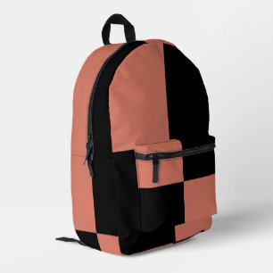 Korallenorange-schwarzes Schachbrettmuster Bedruckter Rucksack