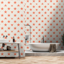 Korallenorange Seestern Küstenwandtapete