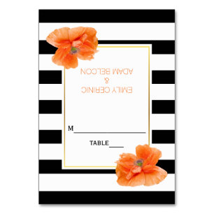 Korallenpfeife und Streifen Hochzeitskarte Tischnummer