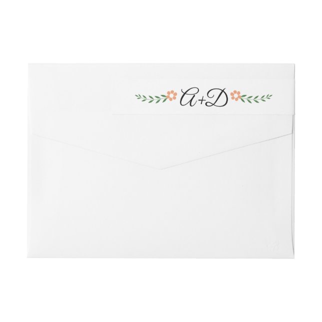 Korallenpfirsichhochzeit Blume und Initialen (Rückseite)