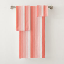 Korallenpfirsichstreifen Badhandtuch Set