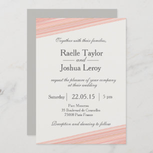 Korallenpfirsichstreifen Weiße Hochzeit Einladung