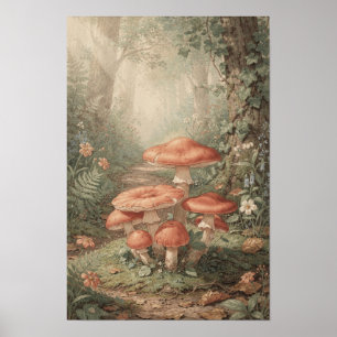 Korallenpilz-Waldweg-Wandkunst Poster