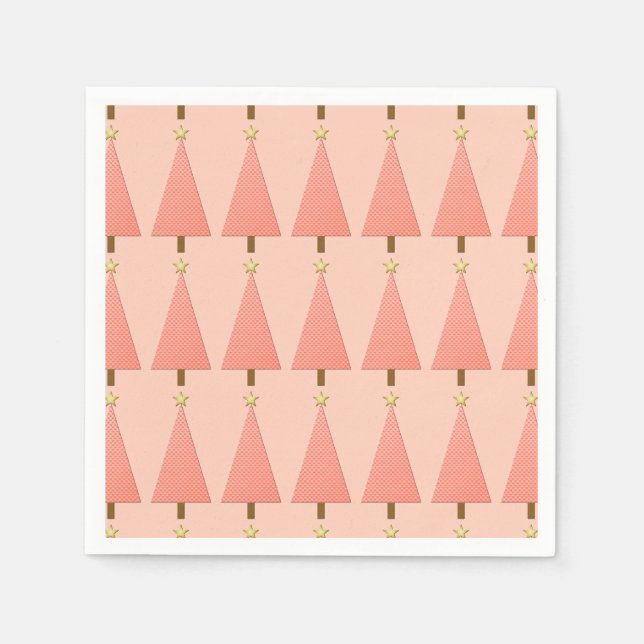 Korallenpolka dot moderner Weihnachtsbaum Serviette (Vorderseite)