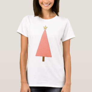Korallenpolka dot moderner Weihnachtsbaum T-Shirt