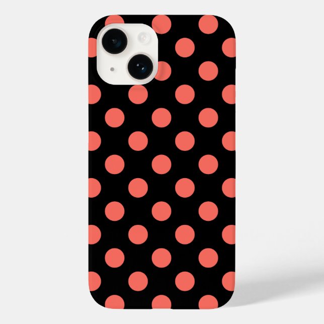 Korallenpolka-Punkte auf schwarz Case-Mate iPhone Hülle (Rückseite)