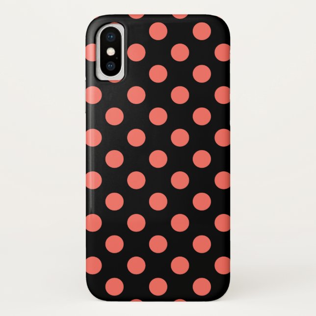 Korallenpolka-Punkte auf schwarz Case-Mate iPhone Hülle (Rückseite)