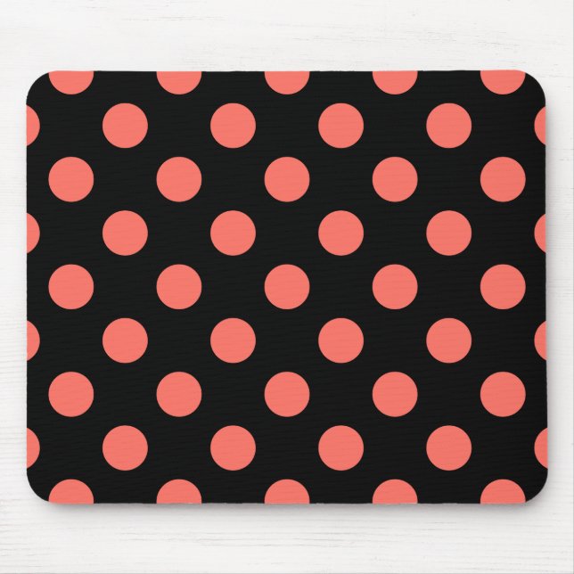 Korallenpolka-Punkte auf schwarz Mousepad (Vorne)